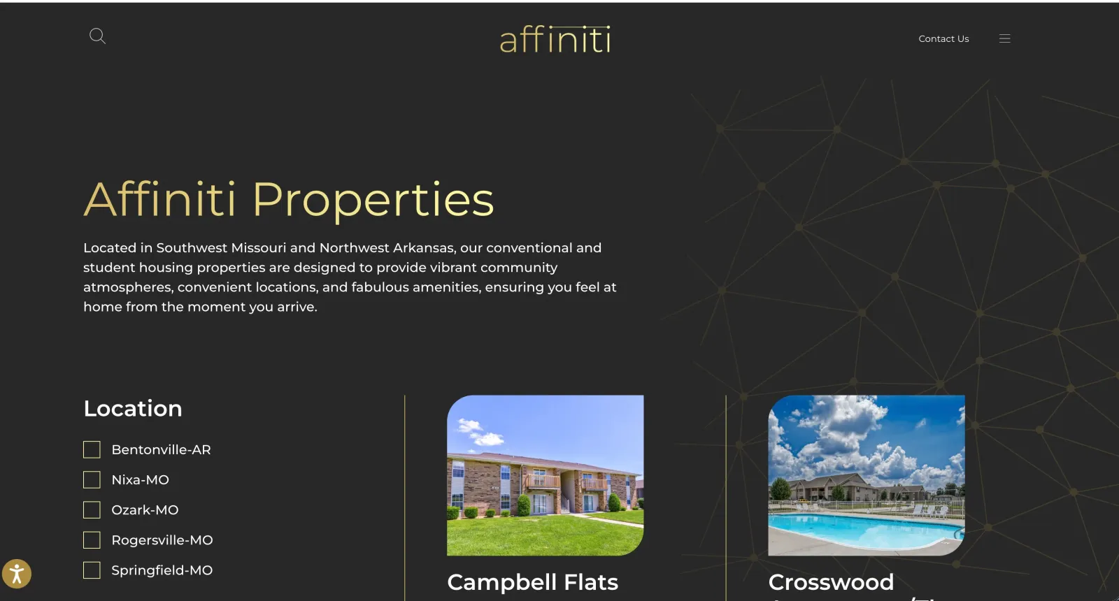 Affiniti Management Services website