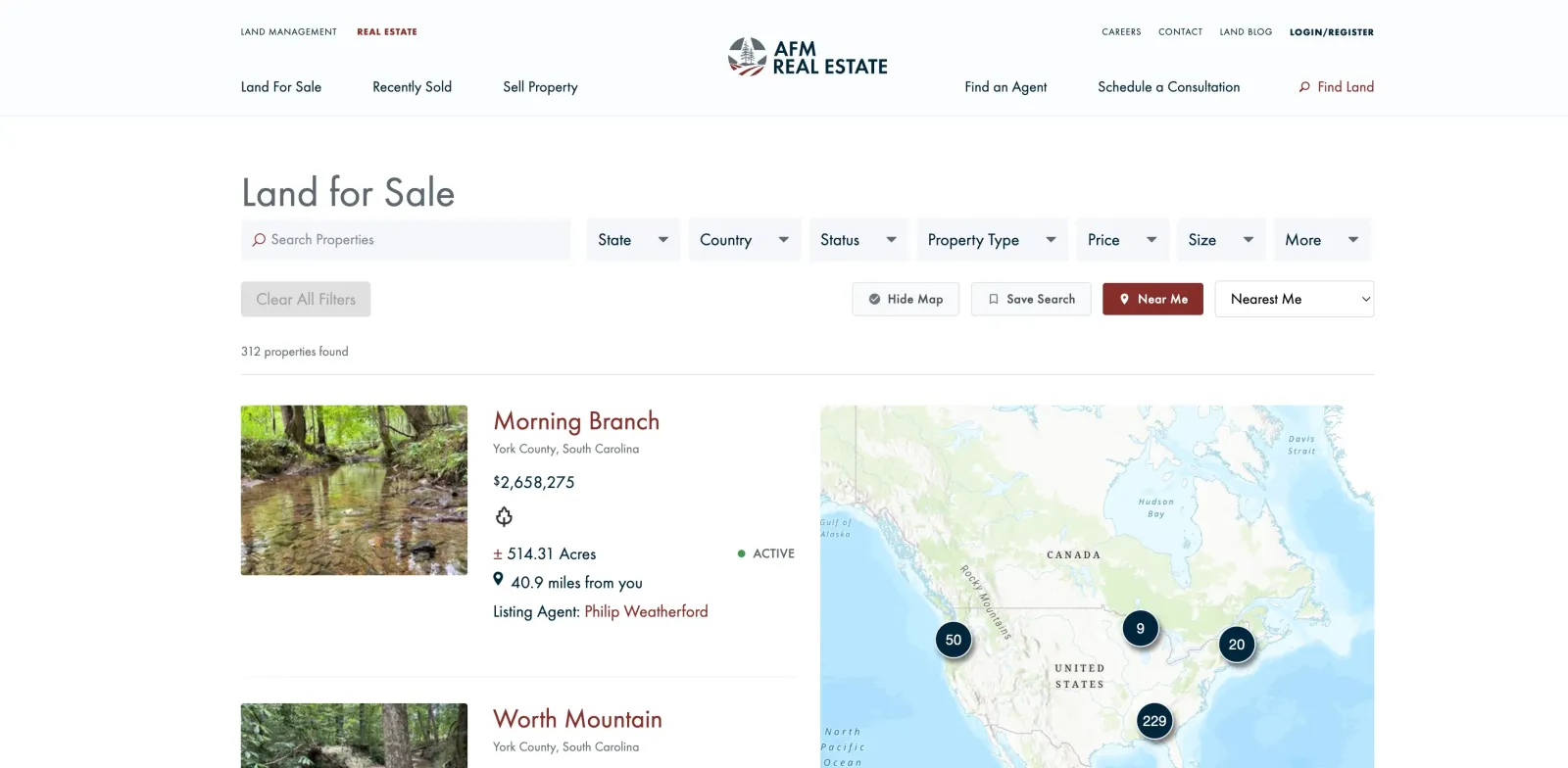 AFM Real Estate website - scrolled