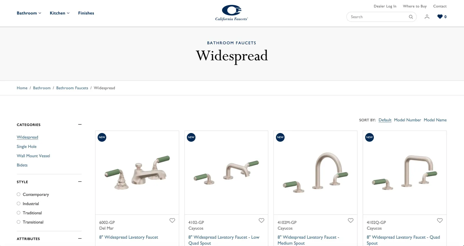 Cal Faucets website - scrolled