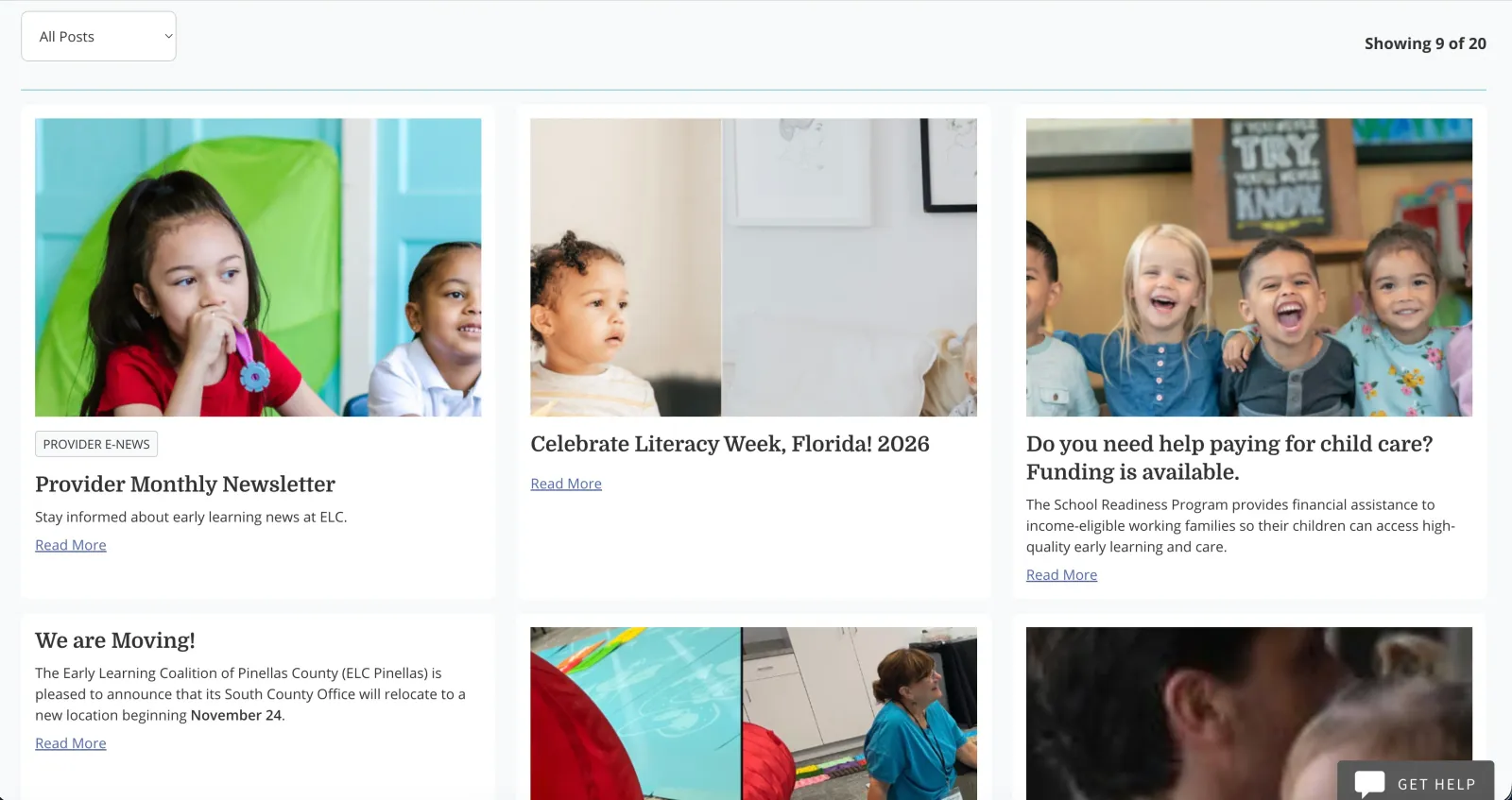 ELC Pinellas website - scrolled