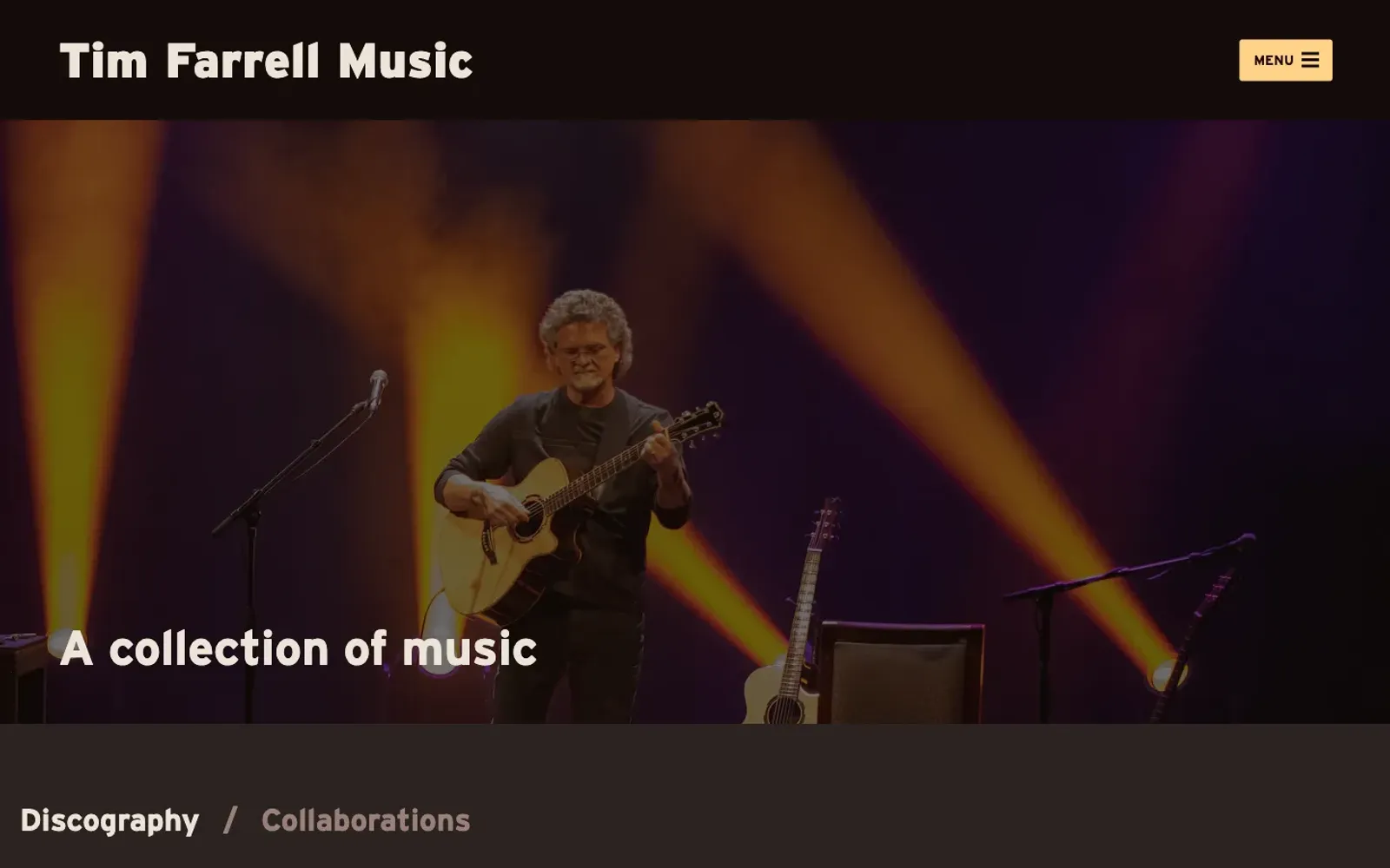 Tim Farrell Music website - scrolled