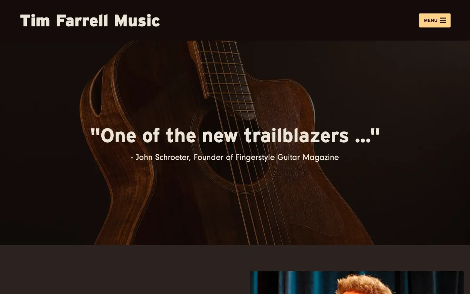 Tim Farrell Music website - lower section