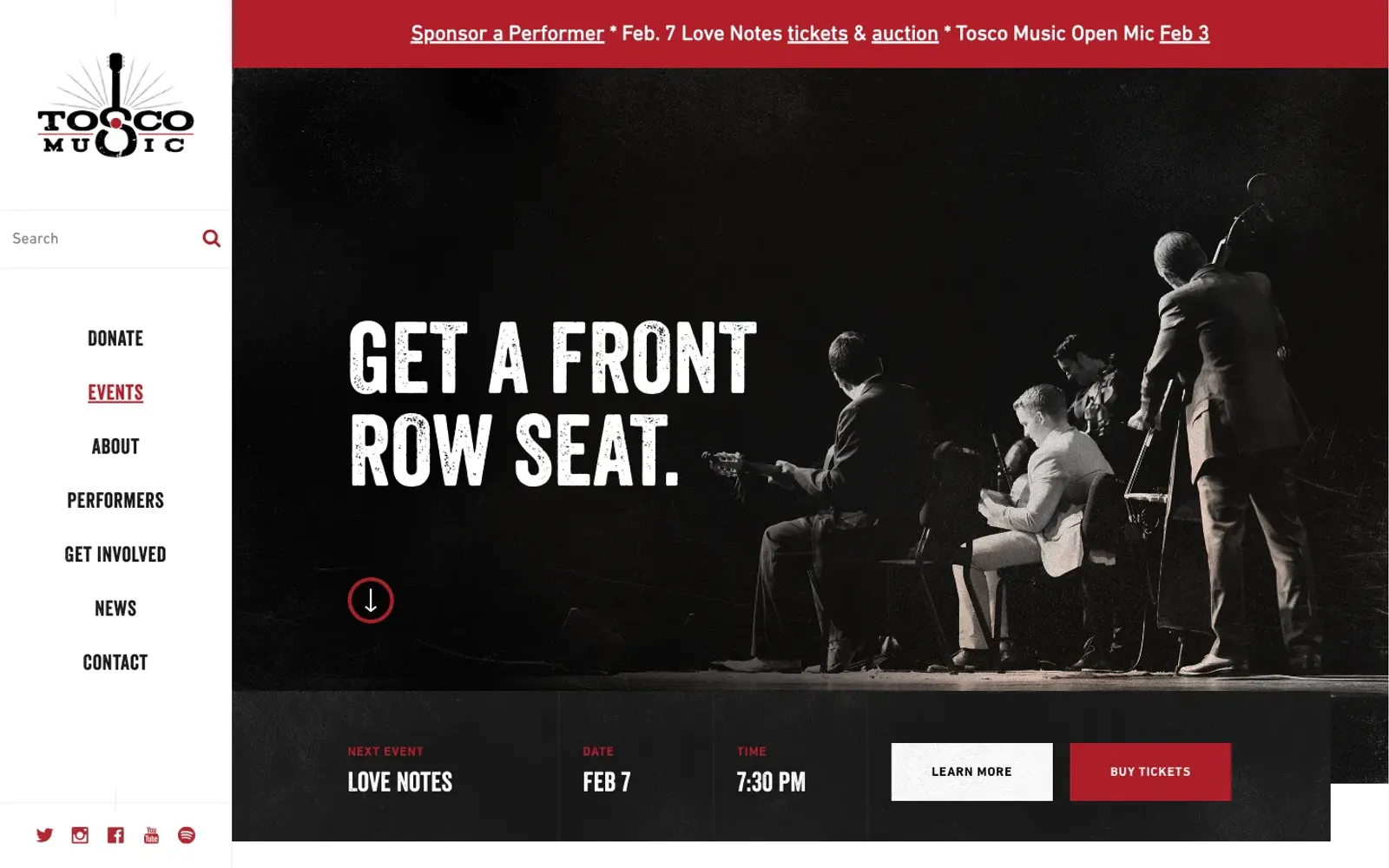 Tosco Music events page